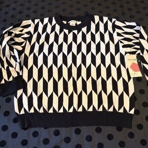 Charie Collette Boutique Black & White Crewneck Statement Sweater